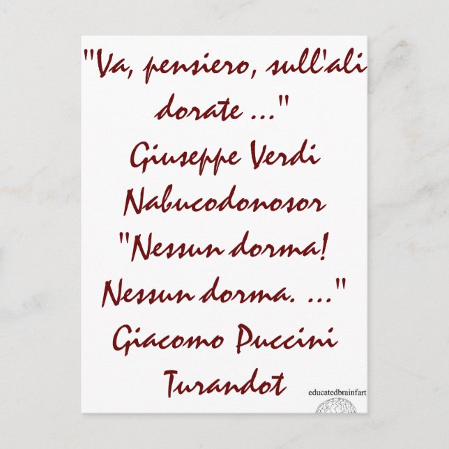 Cartão Postal Nabucco e Turandot (Frente)