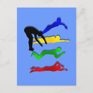 Cartão Postal Nadadores Natação de água