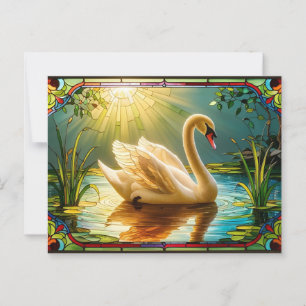 Cartão Postal Nadando Swan Branco em um lago