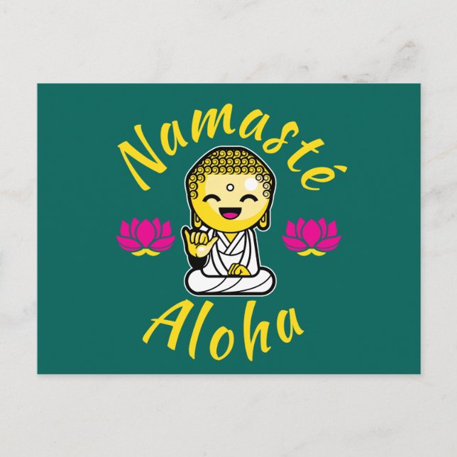Cartão Postal Namaste Aloha, sinal de mão Buddha Humor (Frente)