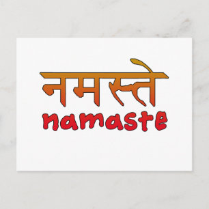 Cartão Postal Namaste em inglês e hindi Script