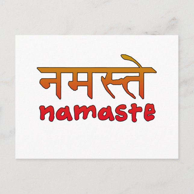 Cartão Postal Namaste em inglês e hindi Script (Frente)