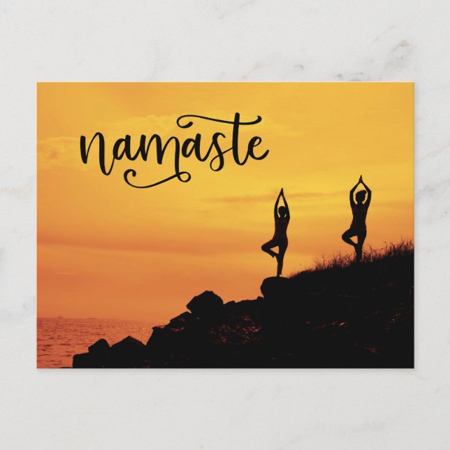 Cartão Postal Namaste Mulher Moderna Meditação Espiritual Yoga (Frente)