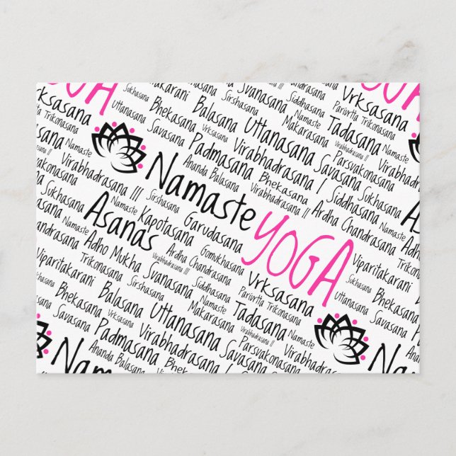 Cartão Postal Namaste Yoga Positions Asana Pose Nomes de Sânscri (Frente)