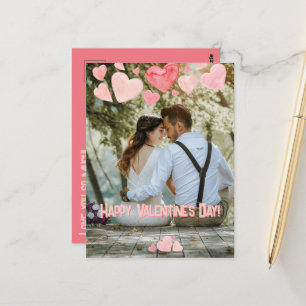 Cartão Postal Namorados Corações Rosa Sobreposição Adicionar Sua