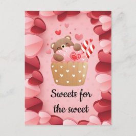 Cartão Postal Namorados de Cupcake de Hugging de Urso Justo