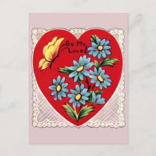 Cartão Postal Namorados de rendas do coração e flores