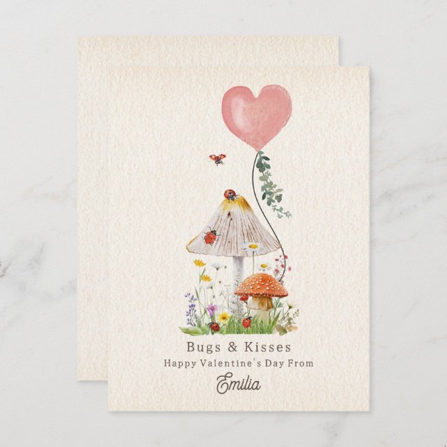 Cartão Postal Namorados de sala de aula Lady Bugs & Kisses (Frente/Verso)