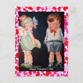 Cartão Postal Namorados de Vintagem de Menino e Menino Bonito (c