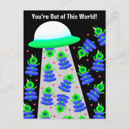 Cartão Postal Namorados escolar com aliens por Jo Images