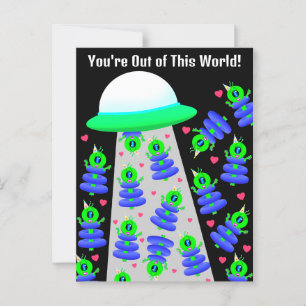 Cartão Postal Namorados escolar com aliens por Jo Images
