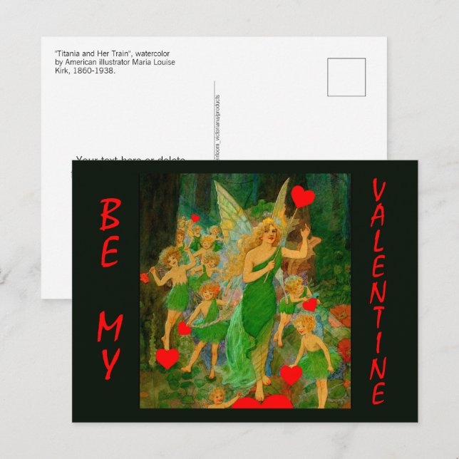 Cartão Postal Namorados Fairyland Rainha Titania Corações Vermel (Frente/Verso)