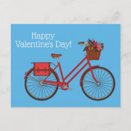 Cartão Postal Namorados Felizes de Bike Floral_Azul