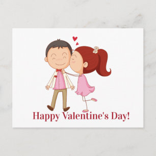 Cartão Postal Namorados personalizável de Casal de Beijo Bonito