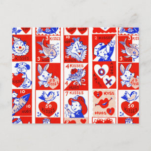 Cartão Postal Namorados Retro Love Hugs Padrão de Corte