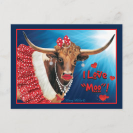 Cartão Postal Namorados Romântico de Vaca Longhorn