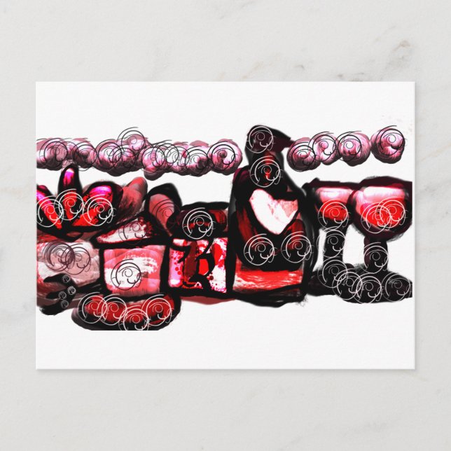 Cartão Postal Namorados vermelho de vinho tinto (Frente)