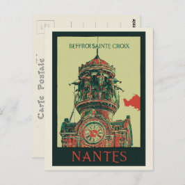Cartão Postal Nantes belfry de Sainte Croix France