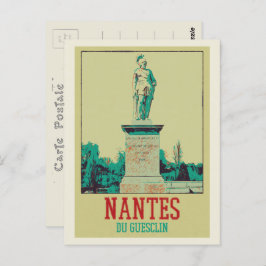 Cartão Postal Nantes Du Guesclin estátua França
