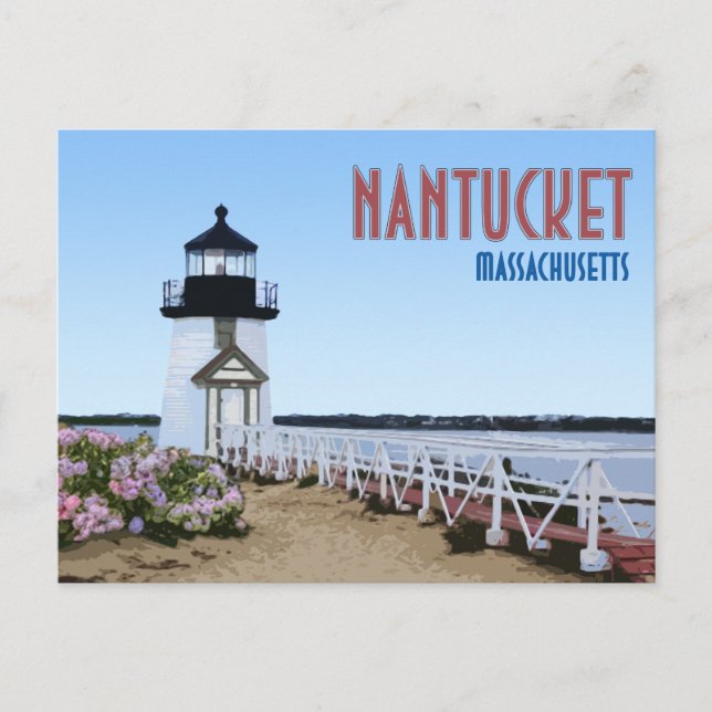 Cartão Postal Nantucket Brant Point Lighthouse Massachusetts (Frente)