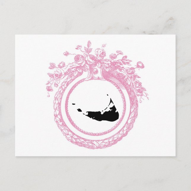 Cartão Postal Nantucket Rosa e Preto (Frente)