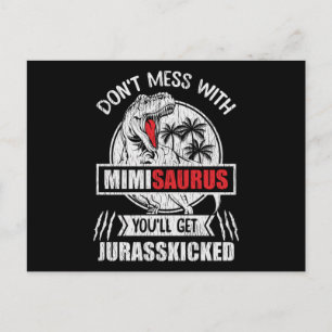 Cartão Postal Não Brinque Com a Família de Dinossauros Mimi Saur