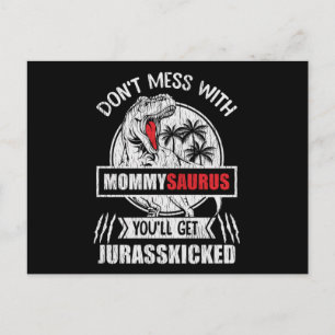 Cartão Postal Não Brinque Com a Mamãe Saurus Família de Dinossau