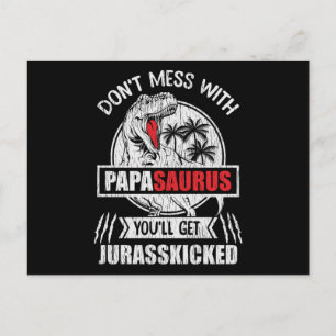 Cartão Postal Não Brinque Com o Papai Saurus Família de Dinossau