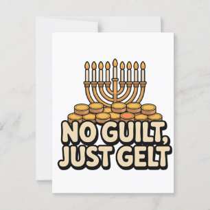 Cartão Postal Não Culpa Apenas Gelt Engraçado Hanukkah Judeu