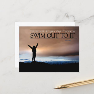 Cartão Postal "Não espere pela sua nave" Cotação Inspiracional