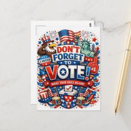 Cartão Postal Não Esqueça de Votar! Celebração Patriótica