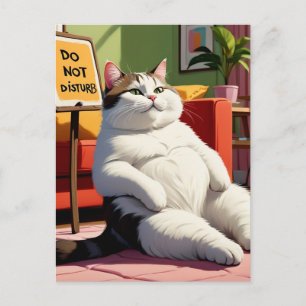 Cartão Postal Não Incomodar Gordura Gato Engraçado
