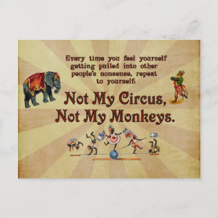 Cartão Postal Não Meus Macacos, Não Meu Circo