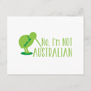 Cartão Postal Não, NÃO sou AUSTRALIANO (com pássaro kiwi e mapa)