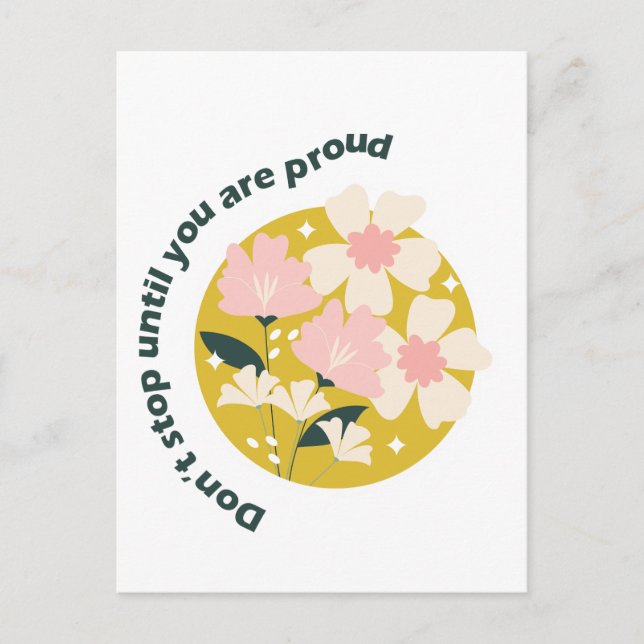 Cartão Postal Não pare até você ter uma citação motivacional org (Frente)