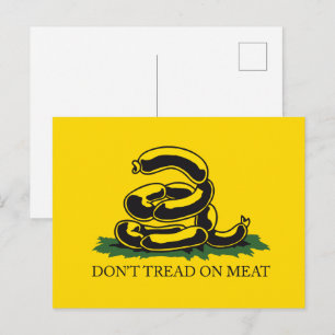 Cartão Postal Não pise na carne, paródia engraçada da bandeira d