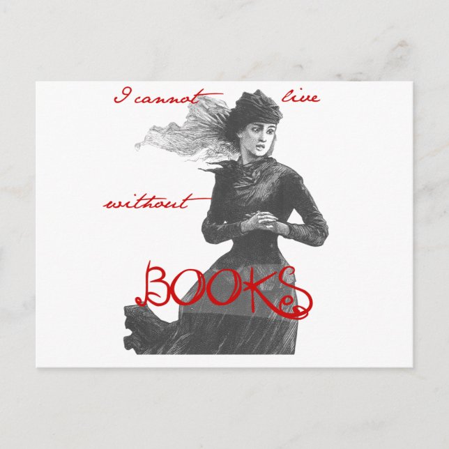 Cartão Postal Não Posso Viver Sem Livros (Frente)