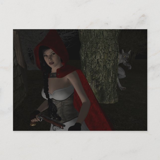 Cartão Postal Não se meta com vermelho (Frente)