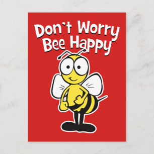 Cartão Postal Não se preocupe, seja feliz   Abelha-Bumble Verme