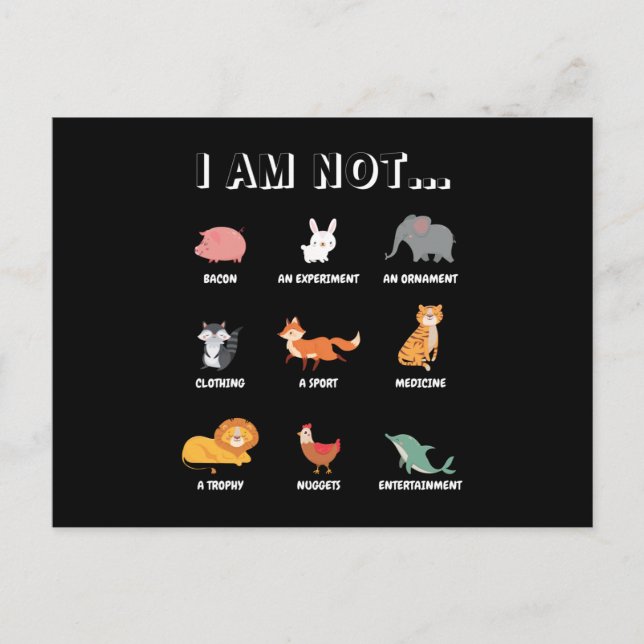 Cartão Postal Não Sou... Proteção dos animais (Frente)