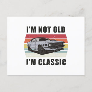 Cartão Postal Não Sou Velho Sou Clássico Retro Atardecer Carro M
