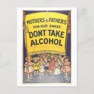 Cartão Postal "Não tome Álcool" Poster de proibição da vinheta