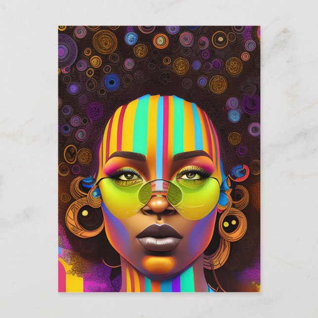 Cartão Postal Não toques no meu cabelo preto Melanina afro Rainh (Frente)