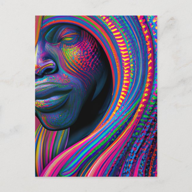 Cartão Postal Não toques no meu cabelo preto Melanina afro Rainh (Frente)