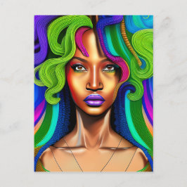 Cartão Postal Não toques no meu cabelo preto Melanina afro Rainh