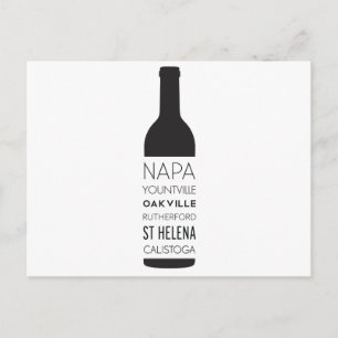 Cartão Postal Napa Valley Cities Wine Bottle