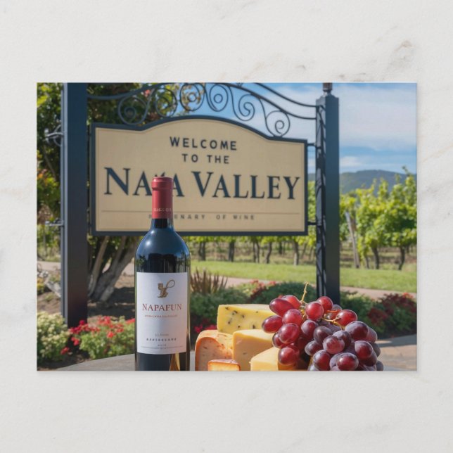 Cartão Postal Napa Valley Viagem Mail NapaDiversãoUvas De Queijo (Frente)