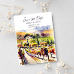 Cartão Postal Napa Valley vineyard watercolor salvar a data<br><div class="desc">Napa vale vinhedo aquarela Salve o cartão postal. Aquarela Napa vale vitelo para salvar o convite de data.</div>