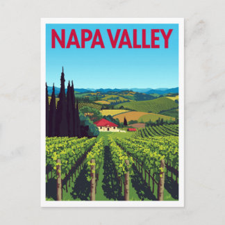 Cartão Postal Napa Valley Vineyards Viagem Retro