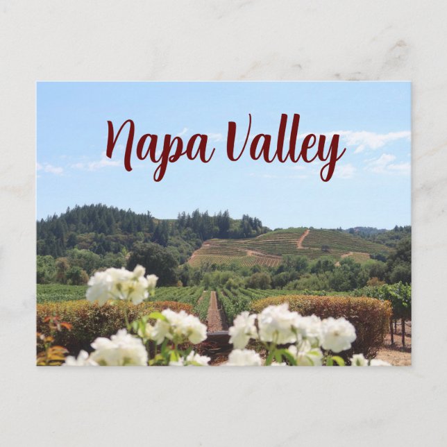 Cartão Postal Napa Valley, vinha da Califórnia e flores (Frente)